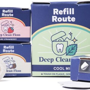 Organic Woven Dental Floss Waxed, Natural Bamboo Floss Without PFAS, Biodegradable Floss for Adults, Vegan, Cruelty&Plastic Free, Mint (32 yd), Coconut (7 yd) & Strawberry (7 yd)