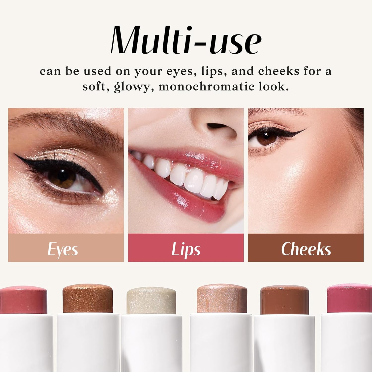 KIMUSE Face Sticks Trio, Cream Blush Stick & Highlighter Stick & Contour Stick for Sculpt the Cheeks, Long Lasting Cream Contour Stick Trio for Face Makeup, with Brush - Image 7