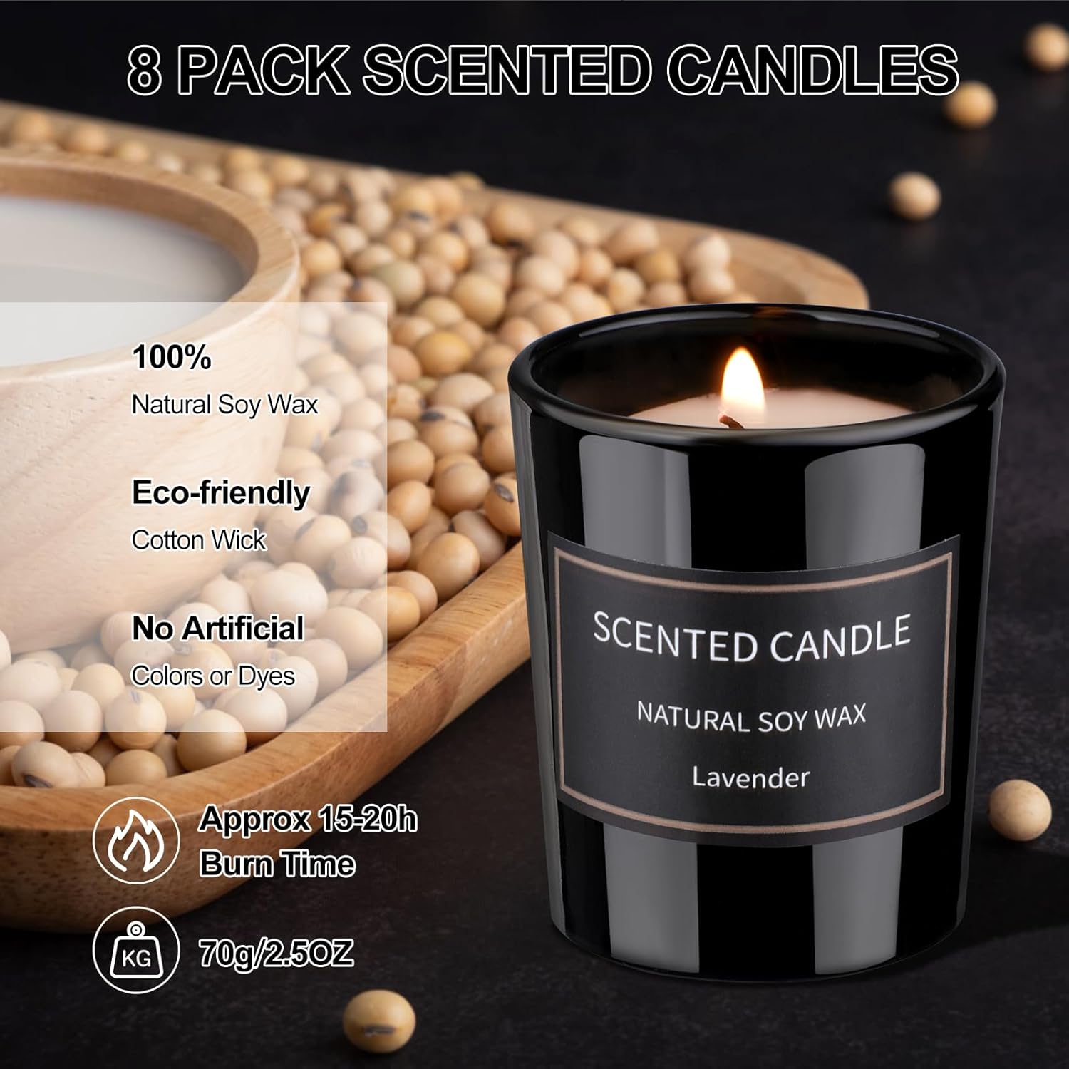 8 Pack Scented Candles for Home, Scented Candles Gifts Set for Men, Smoke-Free Strong Fragrance Long Lasting, Aromatherapy Candles for Women Men, Father's Day Gifts - Image 6