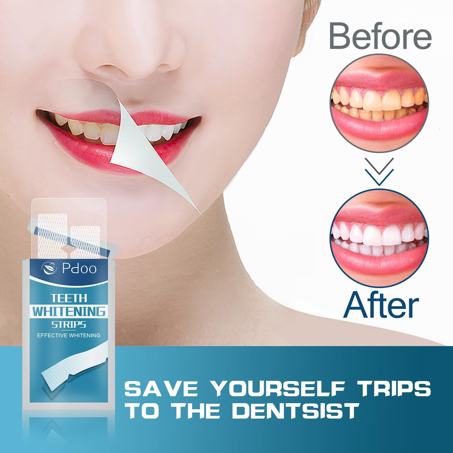 Teeth Whitening Strips - 20 Whitening Strips for Teeth Sensitive, Professional, Fast Remove Smoking, Coffee, Wine Stains, Teeth Whitening Kit Pack of 10 Non-Slip Strips Treatments - Image 4