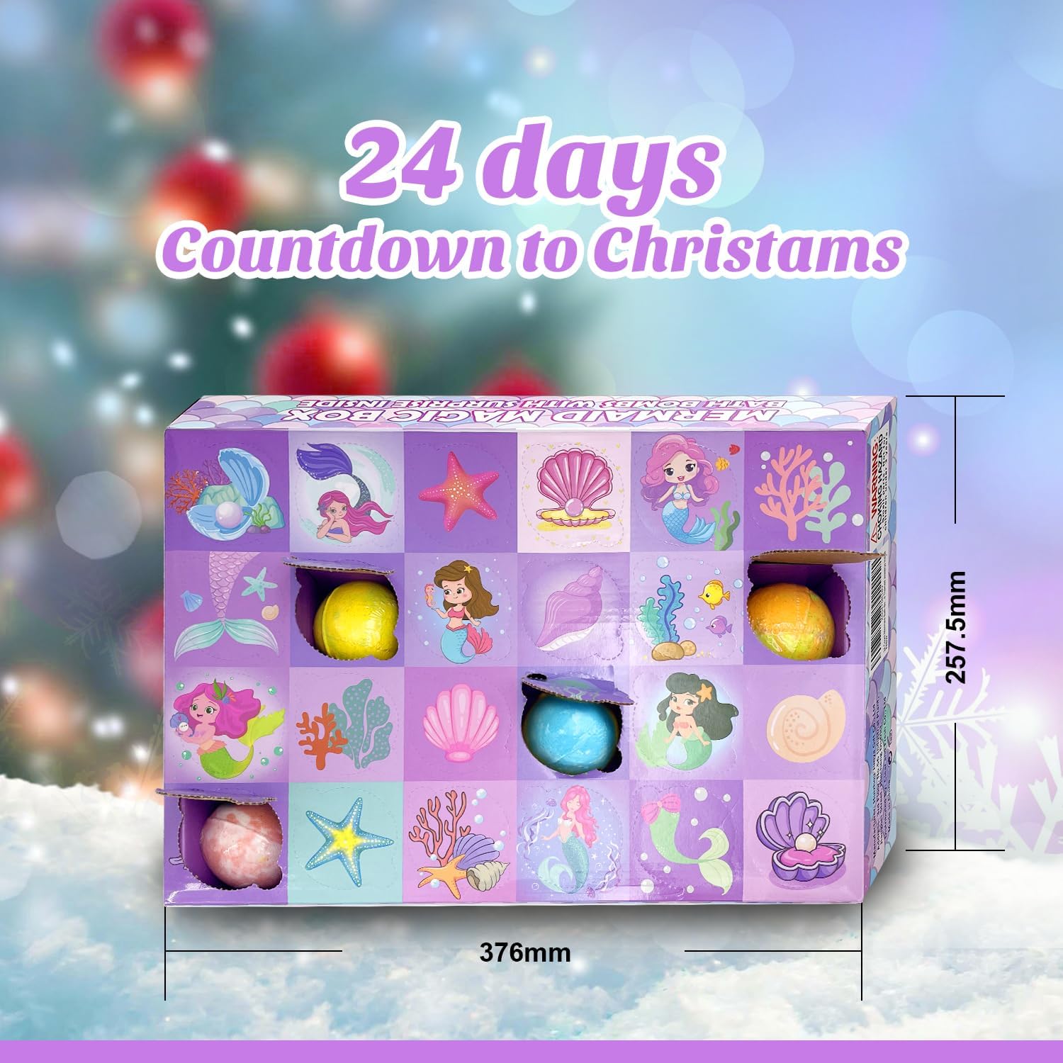 Mermaid & Unicorn Brand 24 Count Mermaid-Themed Kids Bath Bombs Set with Fruity Scents and Surprise Jewelry Inside - Image 6