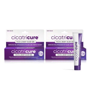 Cicatricure Advanced Scar Gel for Face & Body - Proven Results in 2 Weeks, Scar Treatment for Surgical Scars, Stretch Marks, Scars of Burns and Injuries, Acne Scar Treatment, 1 oz (28 g) - Pack of 2