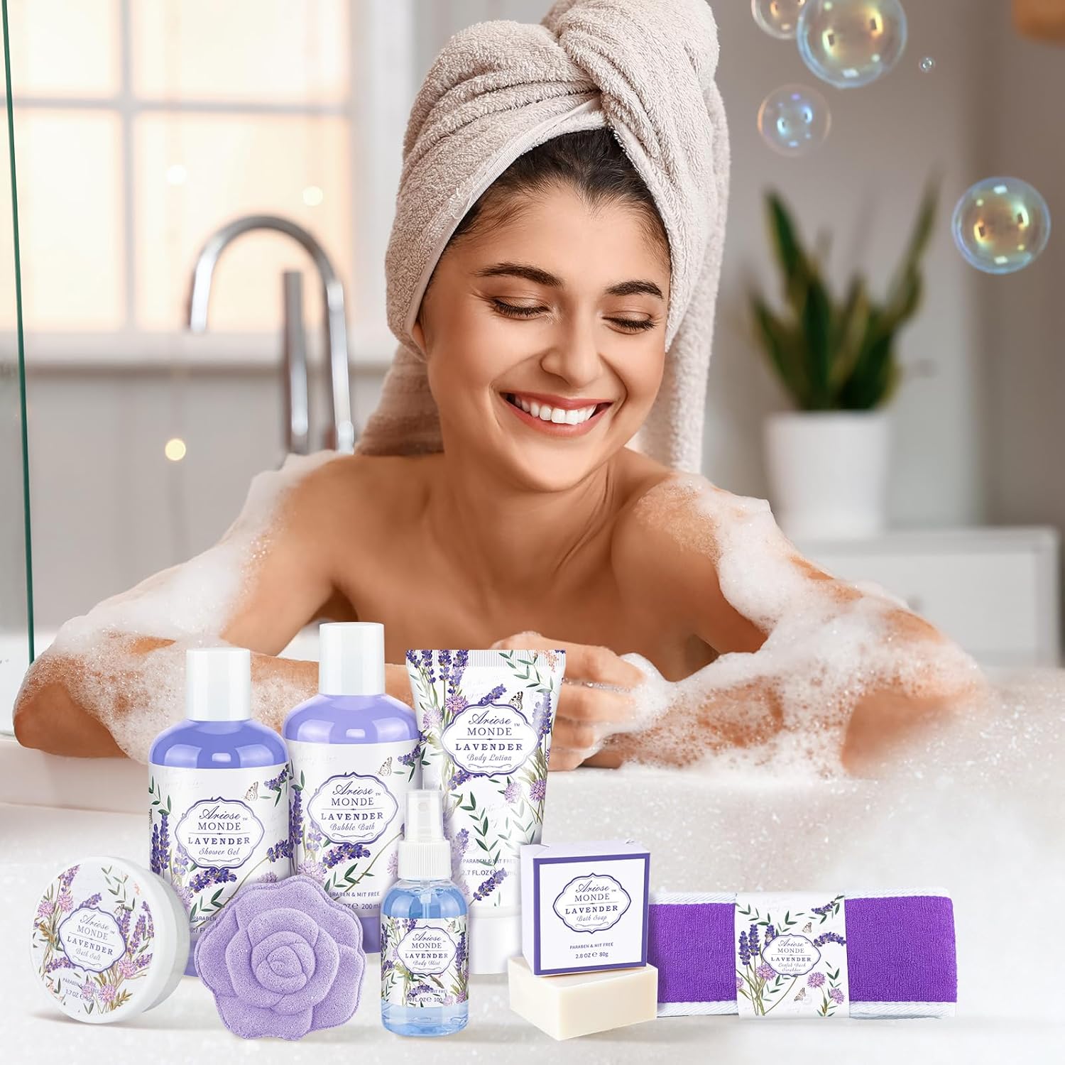 Luxury Lavender & Jasmine Spa Gift Set for Women - 7 Piece Body Care Collection - Image 6