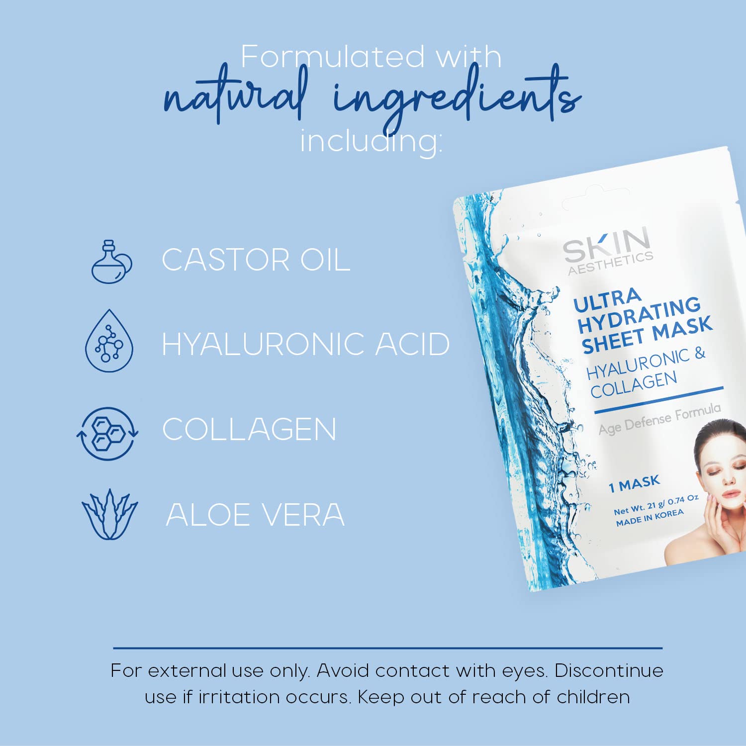Hyaluronic Collagen Firming Anti-Aging Moisturizing Sheet Face Mask 5 Pack - Image 6