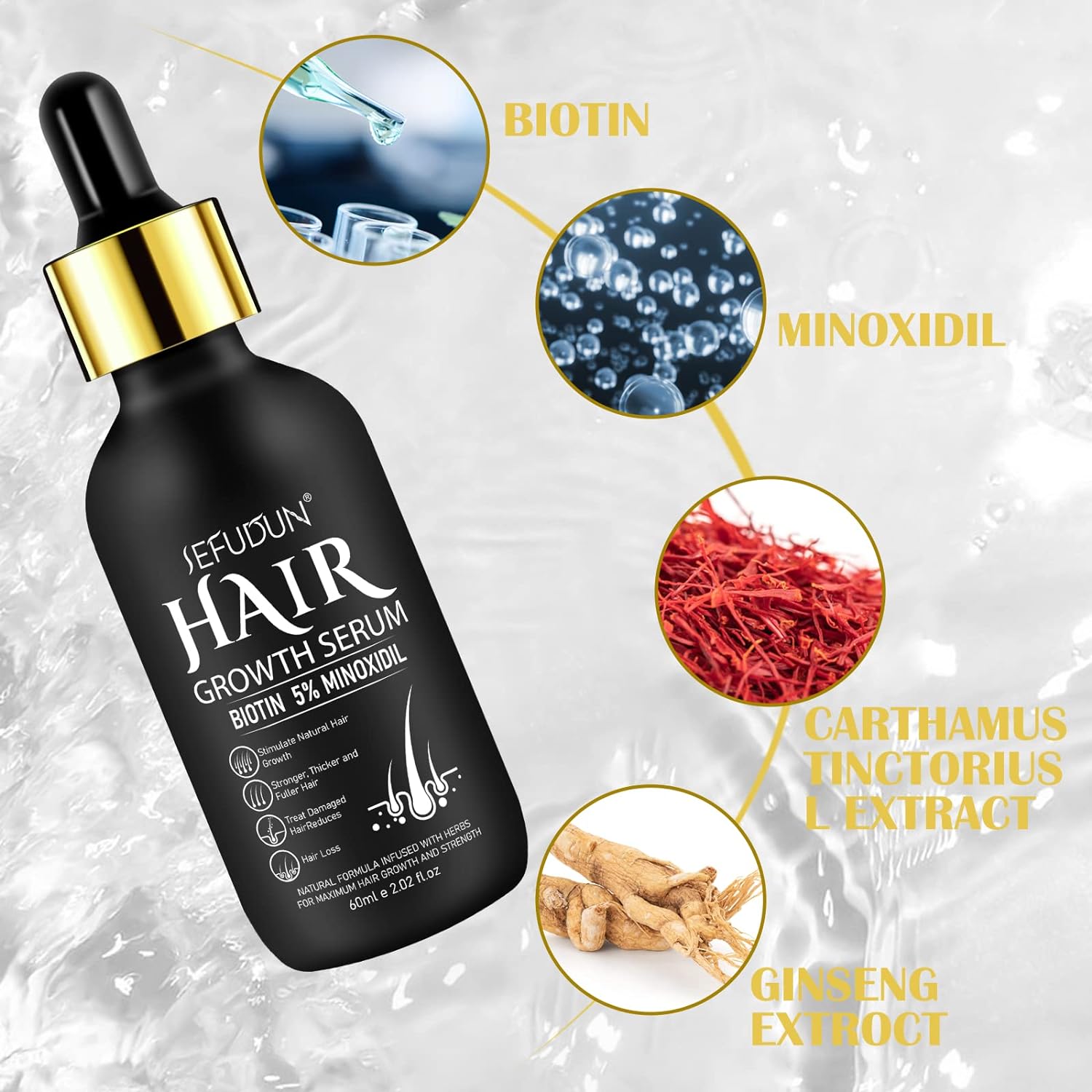Minoxidil 5% Hair Growth Serum for Men and Women, 2.02 oz Bottle, Promotes Fuller Hair - Image 5