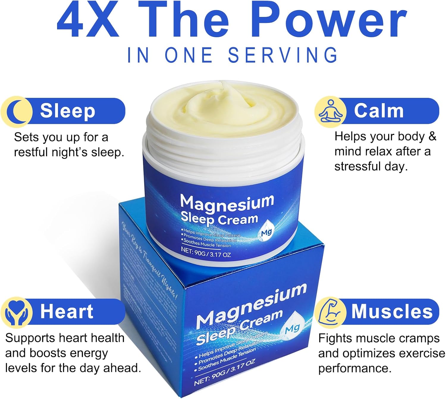 Magnesium Cream, Magnesium Lotion for Sleep, Topical Magnesium Oil Cream for Feet, Legs or Arms, Magnesium Sleep Cream with Essential Oils, Lavender, 3.17 Oz - Safe and Easy to Absorb - Image 6