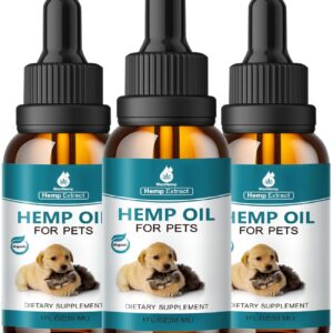 (3 Packs) Pet Hemp Oil for Dogs and Cats - Anxiety Stress Pain Holistic Inflammation Relief - for Joint Hip Arthritis, Natural Calming Oil Drop - Organic Pets Treats