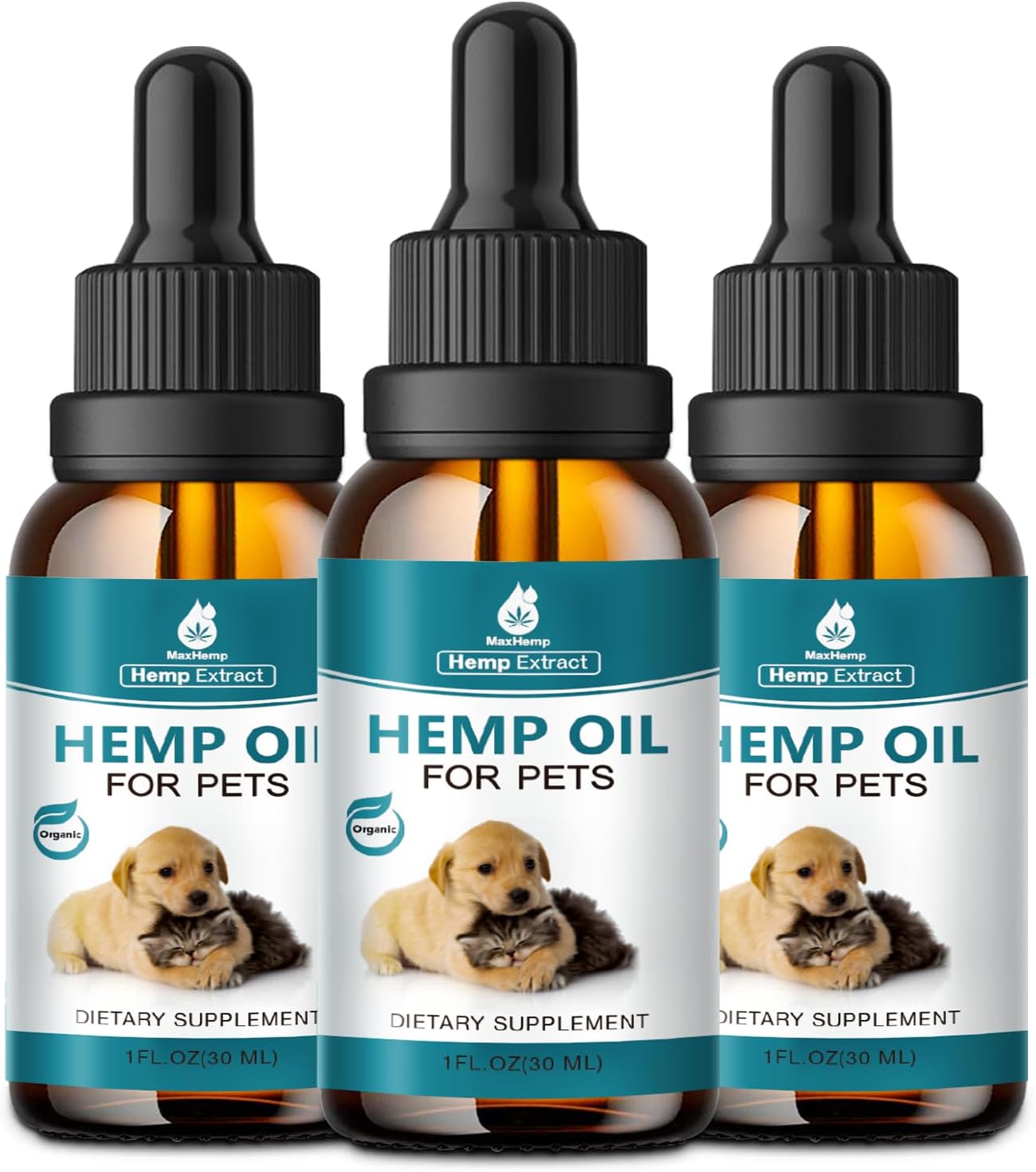 (3 Packs) Pet Hemp Oil for Dogs and Cats - Anxiety Stress Pain Holistic Inflammation Relief - for Joint Hip Arthritis, Natural Calming Oil Drop - Organic Pets Treats