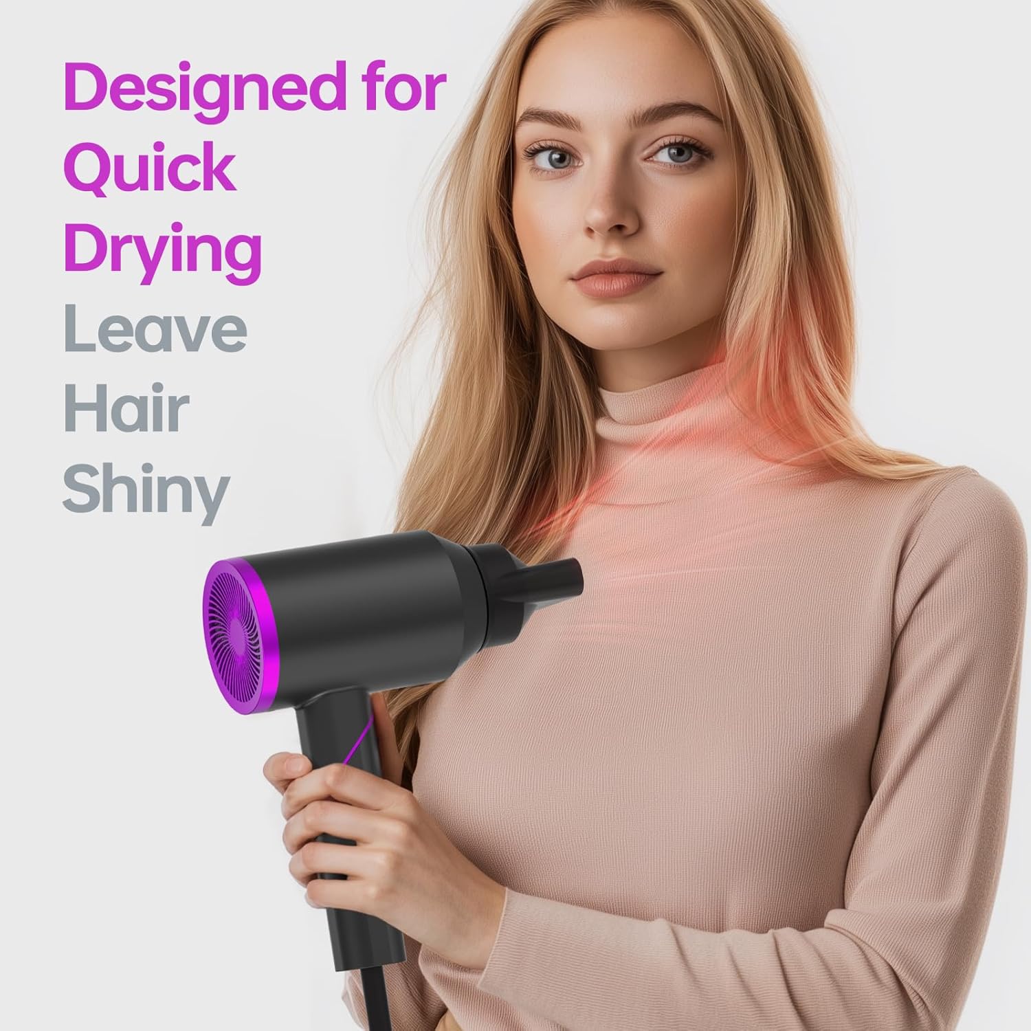 Compact Black Travel Hair Dryer Foldable Handle, Lightweight, Fast Drying Hair Care - Image 6