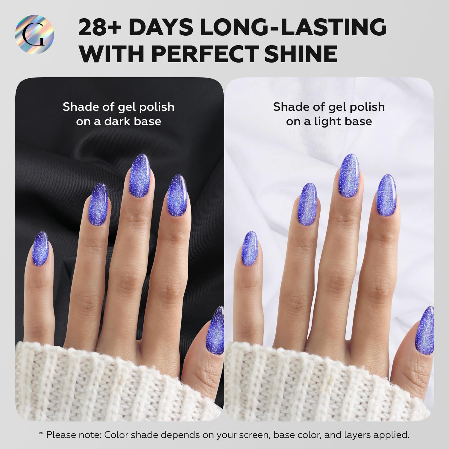 GLOSS Cat Eye Gel Nail Polish | Navy blue 15ml Hema-Free Soak Off UV Gel, Midnight Amethyst Magnetic Nail Polish, Holographic Glitter gel Varnish Art Manicure, Gifts for Girls - Image 2