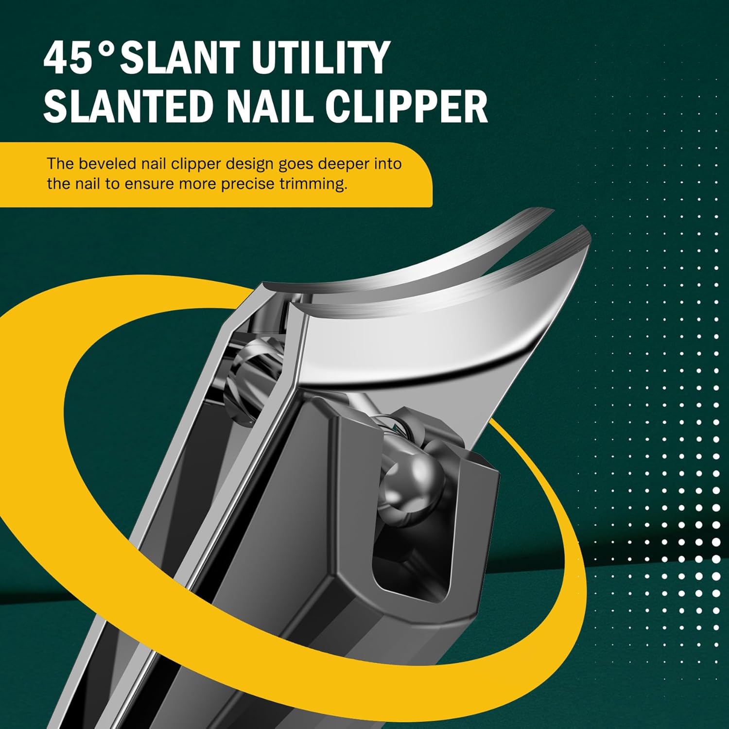 FVION Slanted Edge Nail Clippers - Angled Curved Blade Ingrown Nail Clipper for Thick Toenails, Podiatrist Toenail Clippers for Men and Women (Black) - Image 3