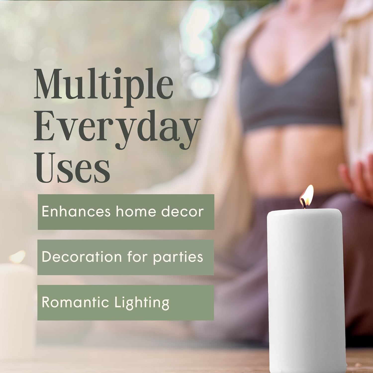 Mister Candle Dripless Unscented Pillar Candles, Set of 3 Hand Poured White Solid Color Non-Scented Candles for Home Decor, Premium Wax, 80 Hr Burn Time, 3x6 Inch - Image 5
