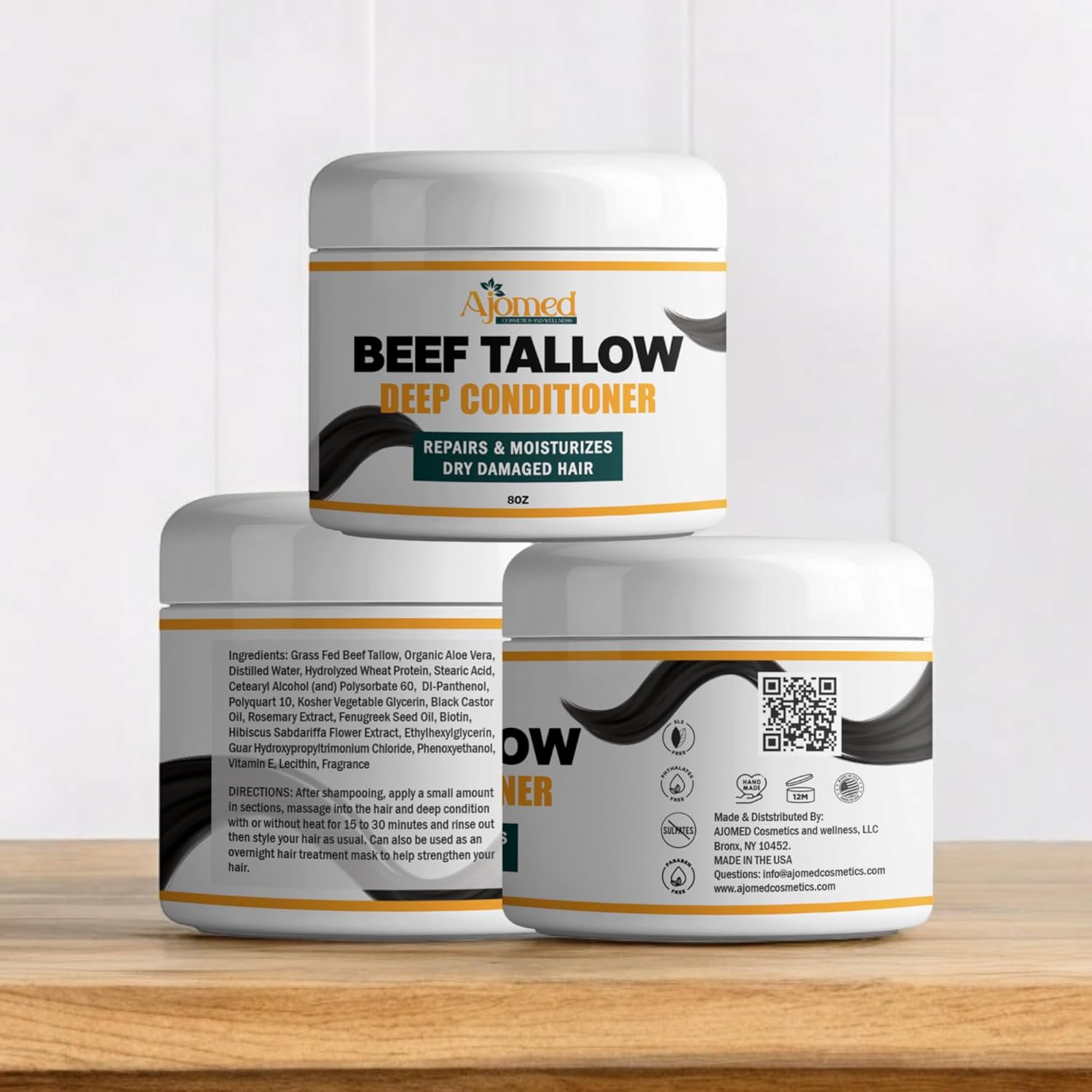 8 oz Beef Tallow Deep Conditioner for Dry Damaged Hair Handmade Moisturizing Hair Mask - Image 5