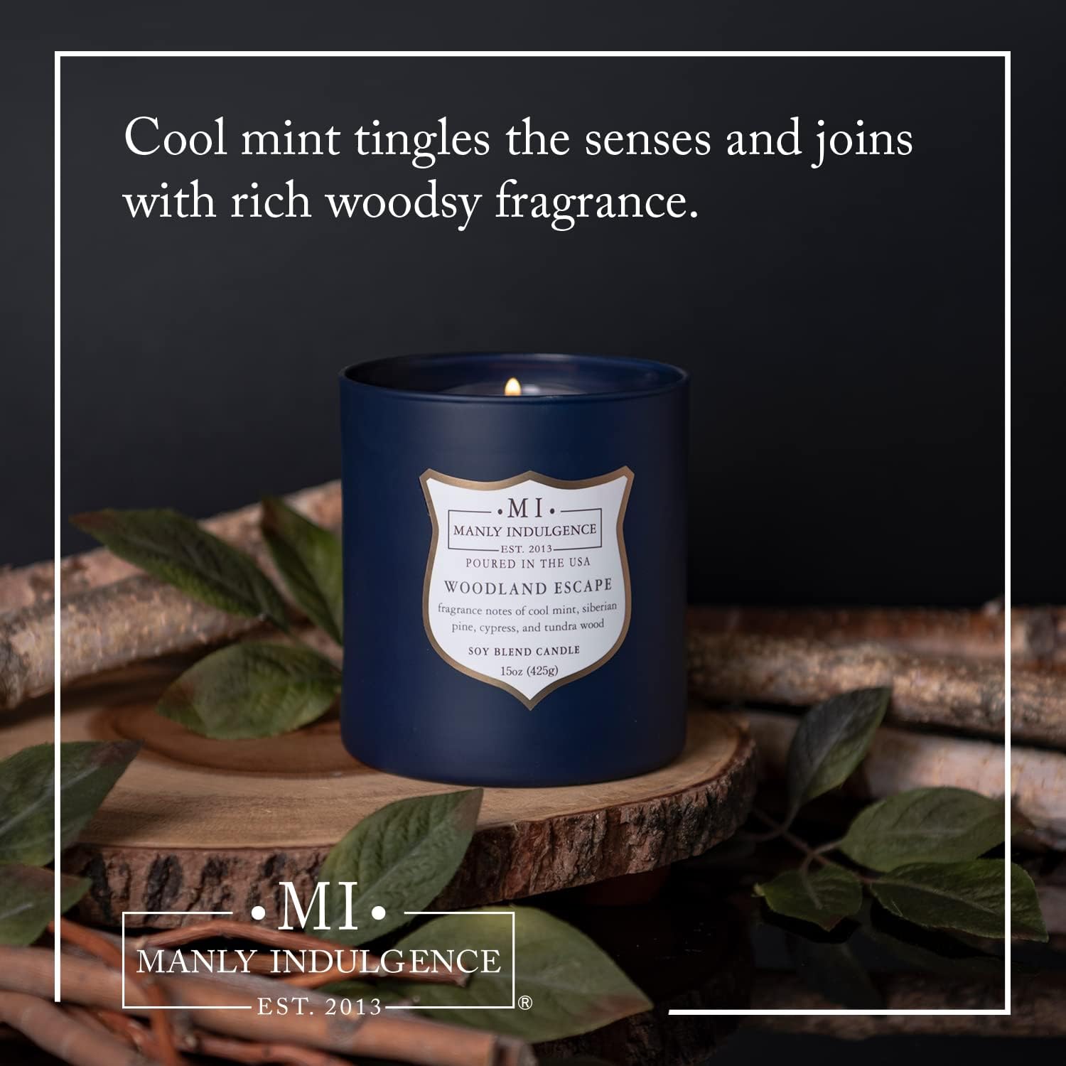 Manly Indulgence Woodland Escape Scented Candles for Men, 15 oz Wooden Wick, Premium Soy Blend Wax, 60H Burn, Candles for Home Scented - Made in The USA - Image 9