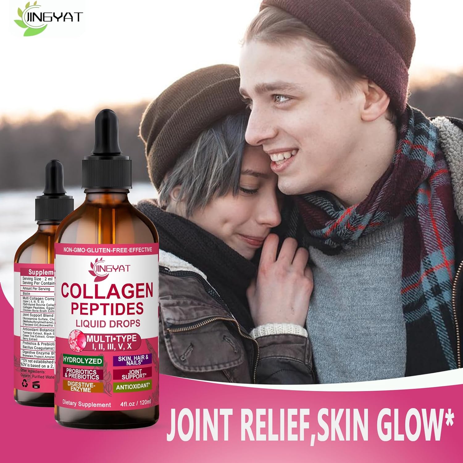 Collagen Peptides Liquid Drops, Multi Collagen Peptides for Women w/ Glucosamine Chondroitin MSM Biotin, Hydrolyzed Collagen Peptides Supports Skin Hair Nail Joints Bones Gut Health, 60 Servings - Image 6