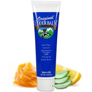 Original Udder Balm Tube - Made in USA - Lemon Scent Moisturizer Cream for Dry, Cracked Skin, 3 Oz