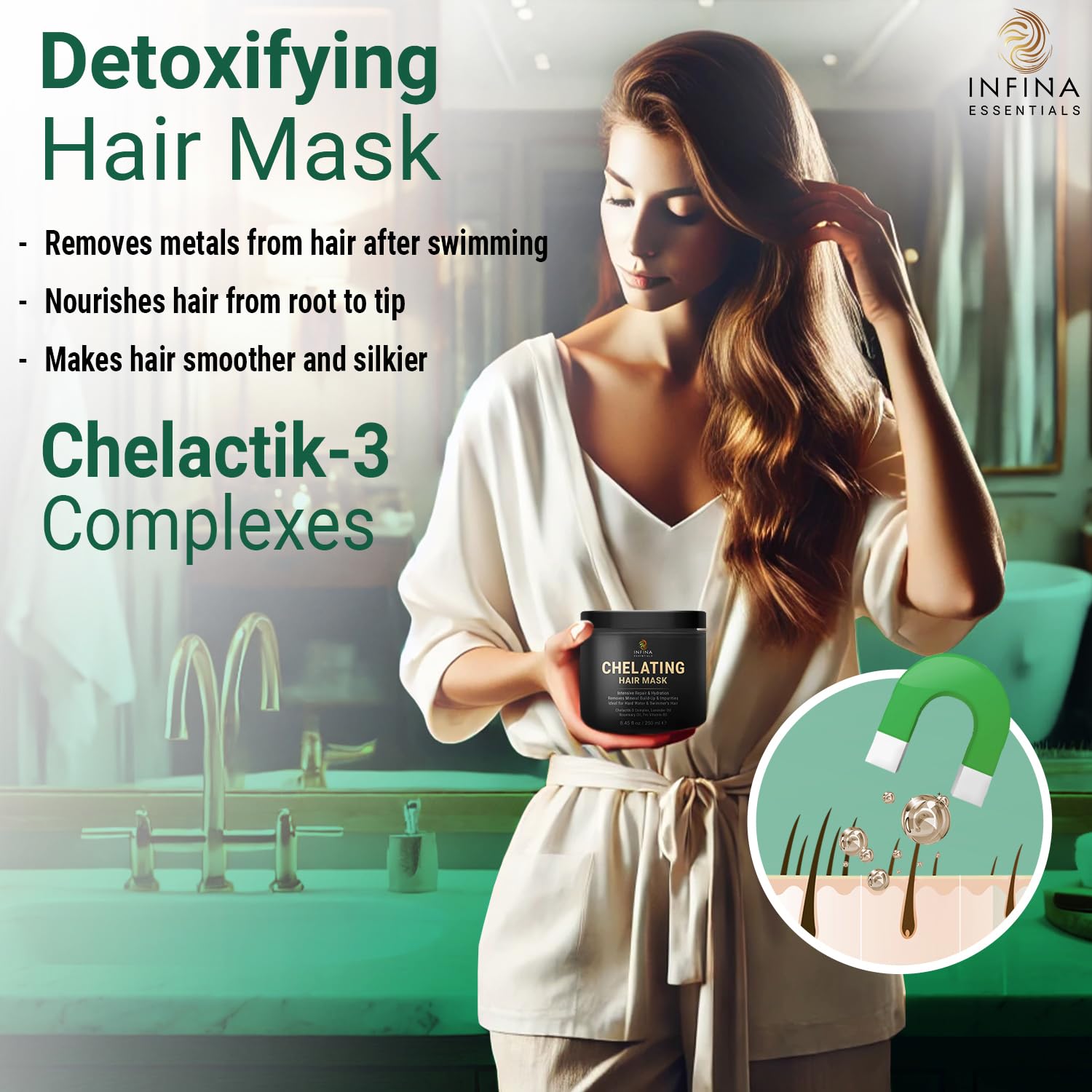 Chelating Metal Detox Hair Mask - Ion Hair Mask with Chelactik-3 & Rosemary Oil, Hair Build Up Remover for Hard Water Hair Treatments, Swimmers & Color-Treated Hair - 8.45 fl oz - Image 7