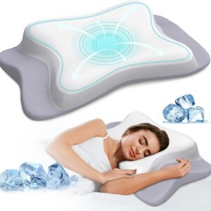 Cervical Pillow for Neck Pain Relief, Ergonomic Neck Pillow Side Sleeper Pillow for Adults, Cooling Contour Memory Foam Pillows for Sleeping, Orthopedic Bed Pillow for Side Back Stomach Sleepers
