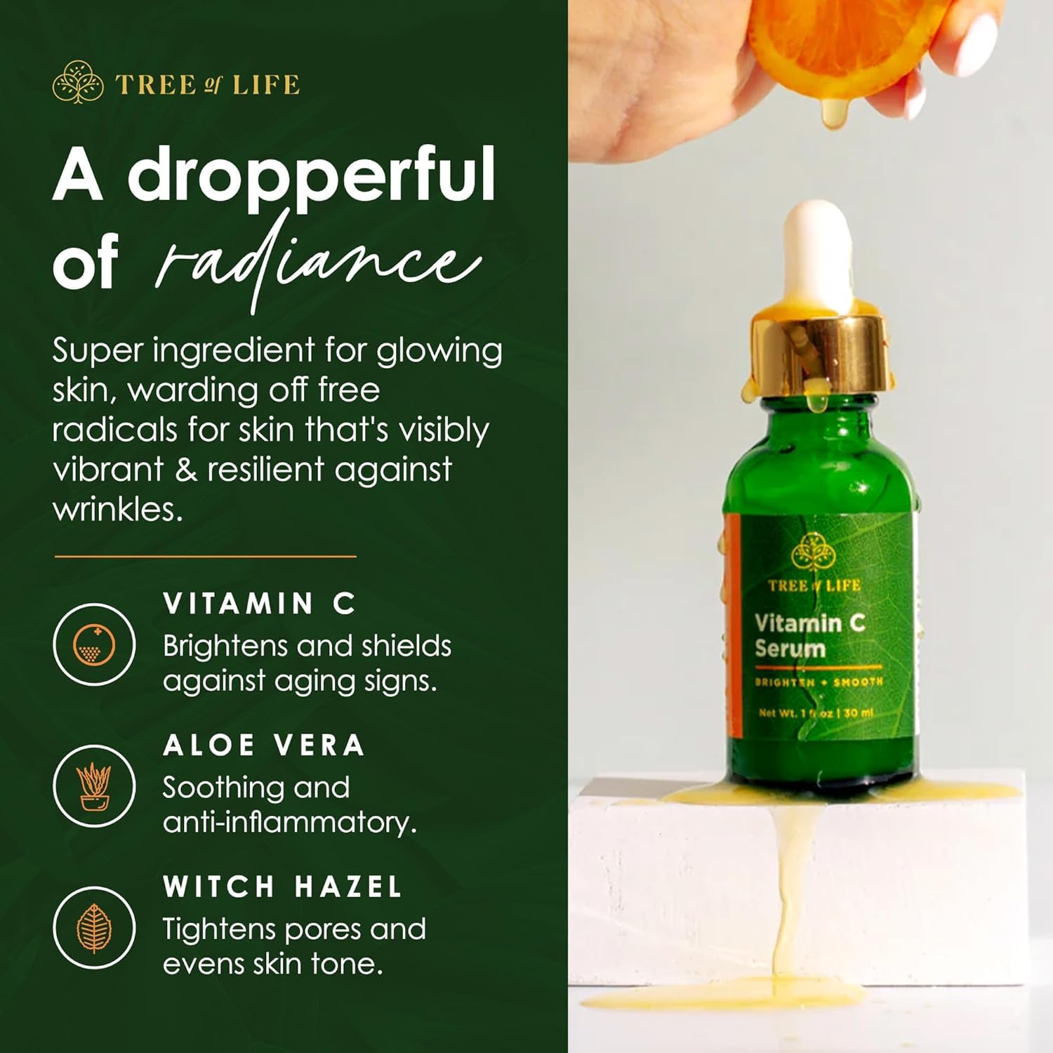 Tree of Life Beauty Facial Skin Care Set, Brightening, Firming, Hydrating, Dry Face, Dermatologist Tested - Vitamin C and Hyaluronic Acid Facial Serum - Skin Care Kit, 2 count of 1 Fl Oz - Image 5