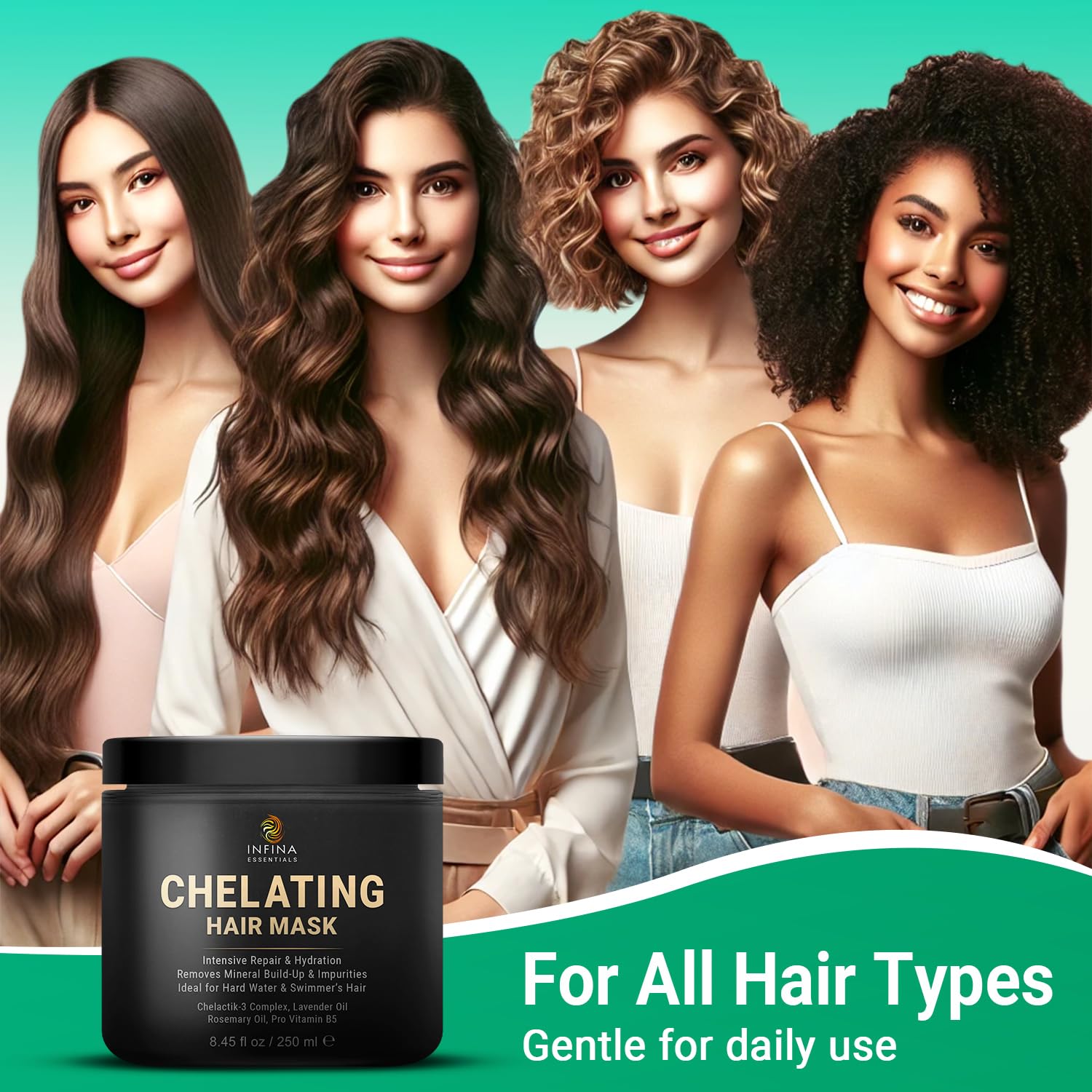Chelating Metal Detox Hair Mask - Ion Hair Mask with Chelactik-3 & Rosemary Oil, Hair Build Up Remover for Hard Water Hair Treatments, Swimmers & Color-Treated Hair - 8.45 fl oz - Image 6