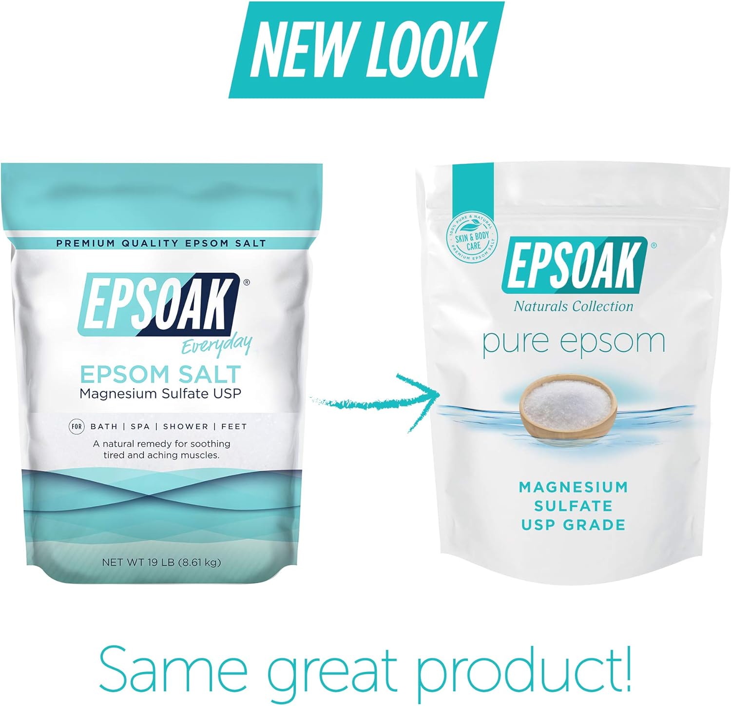 Epsoak 38 lb Magnesium Sulfate USP Epsom Salt Unscented, 2-Pack Resealable Bags - Image 2