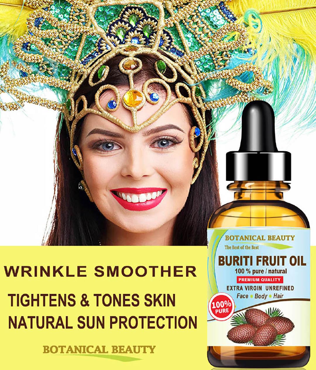 Botanical Beauty Brazilian BURITI FRUIT OIL 100% Pure Natural Virgin Unrefined Cold Pressed Carrier Oil Undiluted 0.33 fl.oz-10 ml for Face, Body, Hair, Lip, Nails - Image 6