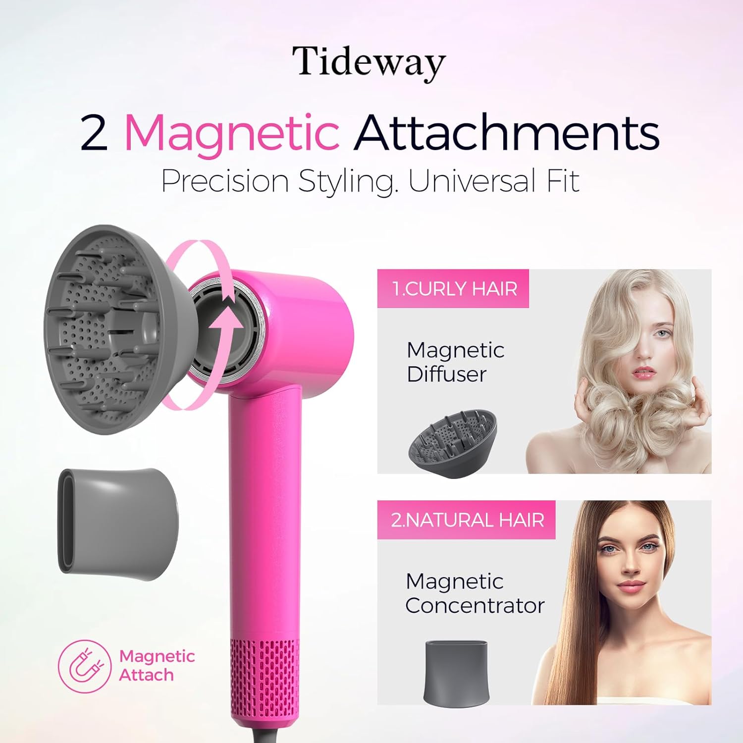 Tideway H11 Pink Hair Dryer 110000 RPM Lightweight, Low Noise, Smart Temp Control - Image 8