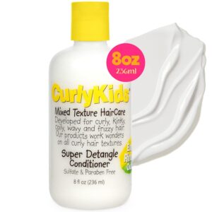 CurlyKids Super Hair Detangler Conditioner | Kids Hair Conditioner for Curly, Kinky & Wavy Hair | Sulfate & Paraben-Free Hair Care Formula - 8oz