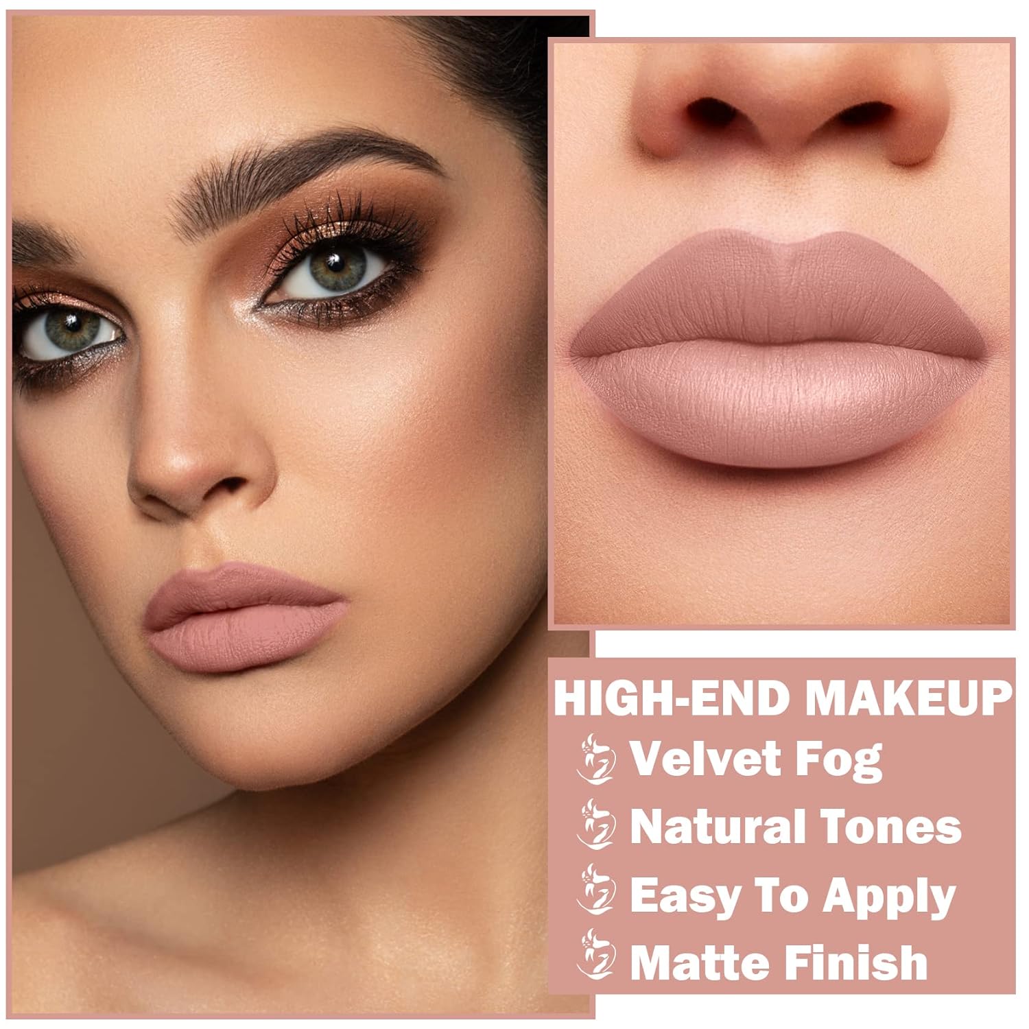Matte Nude Lipstick Silky Velvet Lip Gloss Nude Lip Stain Paper Tube Lipsticks Non-Stick Cup, Waterproof Long Lasting Matte Lipstick for Women Daily Professional Lip Makeup-02 Nude - Image 4