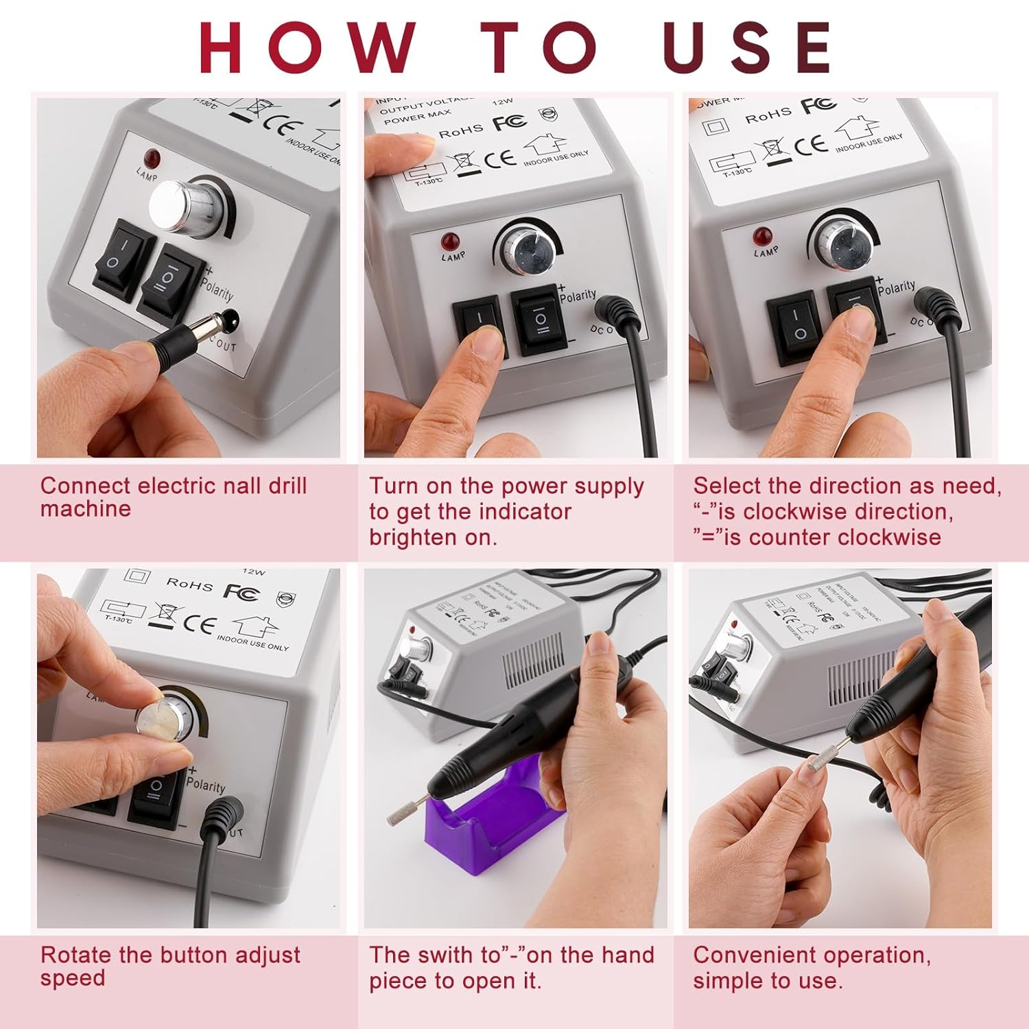 Professional Electric Nail Drill Machine Kit Acrylic Gel Dip Powder Art Shape Remover Polisher Grinder 156 Sanding Bands - Image 7