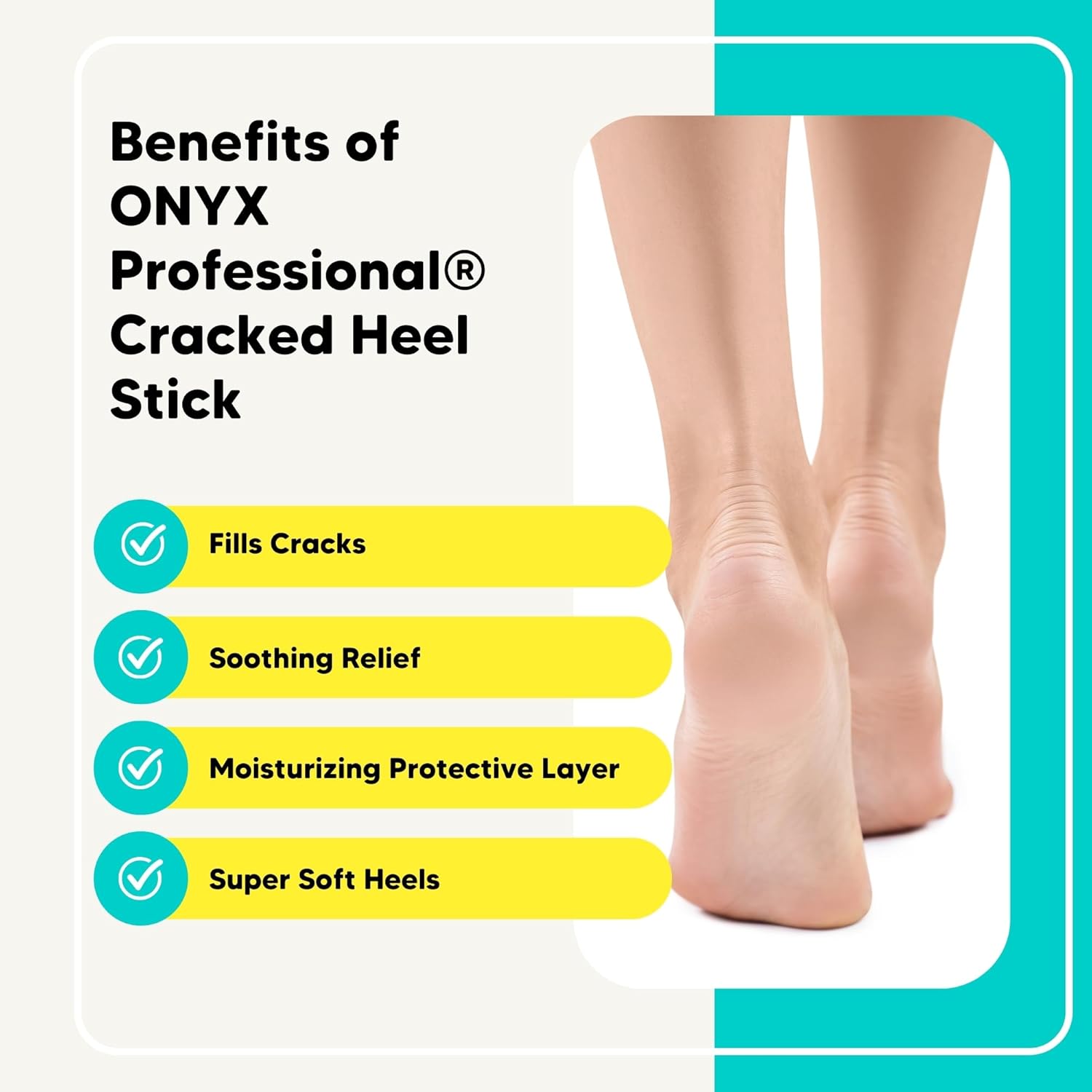 Onyx Professional Cracked Heel Repair Balm Stick(2 Pack)Dry Cracked Feet Treatment,Moisturizing Heel Balm Rolls On So No Mess Like Foot Cream or Foot Lotion, Rescues Cracked Feet,Tea Tree Scent Clear - Image 5
