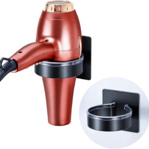 Hair Dryer Holder, Black Blow Dryer Holder Wall Mounted, Hairdryer Holder for Bathroom, Adhesive Hair Tool Organizer for Hair Dryer Storage Organizer, Stainless Steel Hair Dryer Hanger