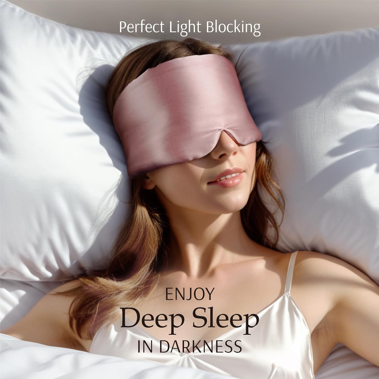 Zenssia 100% Mulberry Silk Sleep Mask Eye Mask for Man and Woman with Adjustable Headband, Full Size Large Sleep Mask & Blindfold for Total Blackout for All Night Sleep, Travel & Nap- Light Plum - Image 3