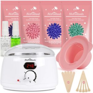 Waxing Kit -Digital Wax Warmer Machine for Hair Removal with 4 Packs of Hard Wax Beads & Silicone Pot for Full Body, Legs, Face, Eyebrows, Bikini, Brazilian at Home Waxing Kit for Women Men
