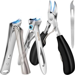 Toe Nail Clippers for Men, Toenail Clippers for Thick Nails for Seniors, German Ultra Sharp Stainless Steel Fingernail Clipper with Catcher, Heavy Duty Ingrown Nail Cutter Long Handle with Wide Jaw