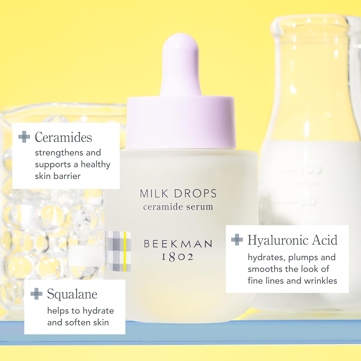 Beekman 1802 Milk Drops Ceramide Facial Serum - Squalane Oil, Hyaluronic Acid & Goat Milk Face Moisturizer - Boosts Skin Radiance & Hydrates Deeply - Fragrance Free - For Oily/Acne Prone Skin - Image 3