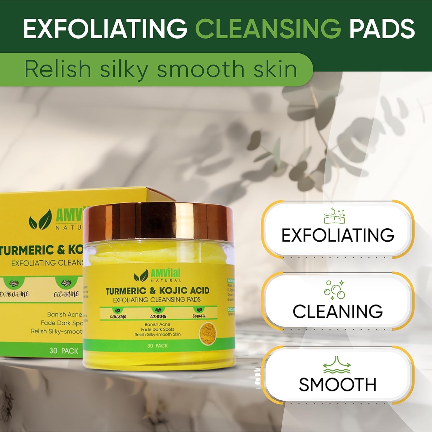 Turmeric & Kojic Acid Exfoliating Cleansing Pads 60 Count for Brighter, Even Skin Tone - Image 4