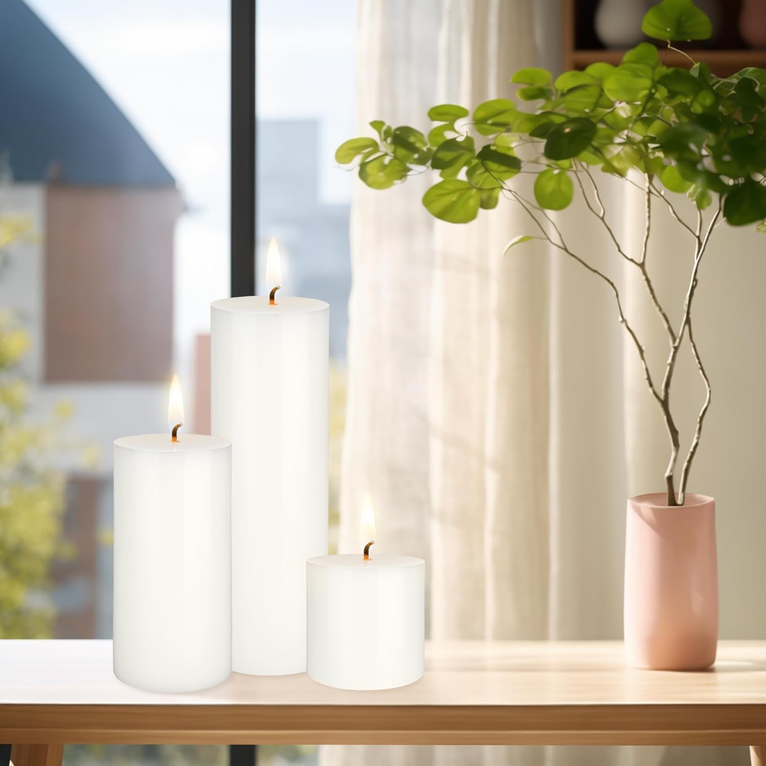 Mega Candles 1 pc Unscented Solid White Pillar Candles, Hand Poured Premium Wax Candle 3 Inch x 3 Inch, Home Décor, Spas, Weddings, Celebrations, Party, Centerpieces, Holidays, Vigils, Prayers - Image 4