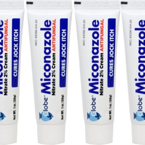 Globe (4 Pack) Miconazole Nitrate 2% Antifungal Cream, Cures Most Athletes Foot, Jock Itch, Ringworm and More. 1 OZ Tube