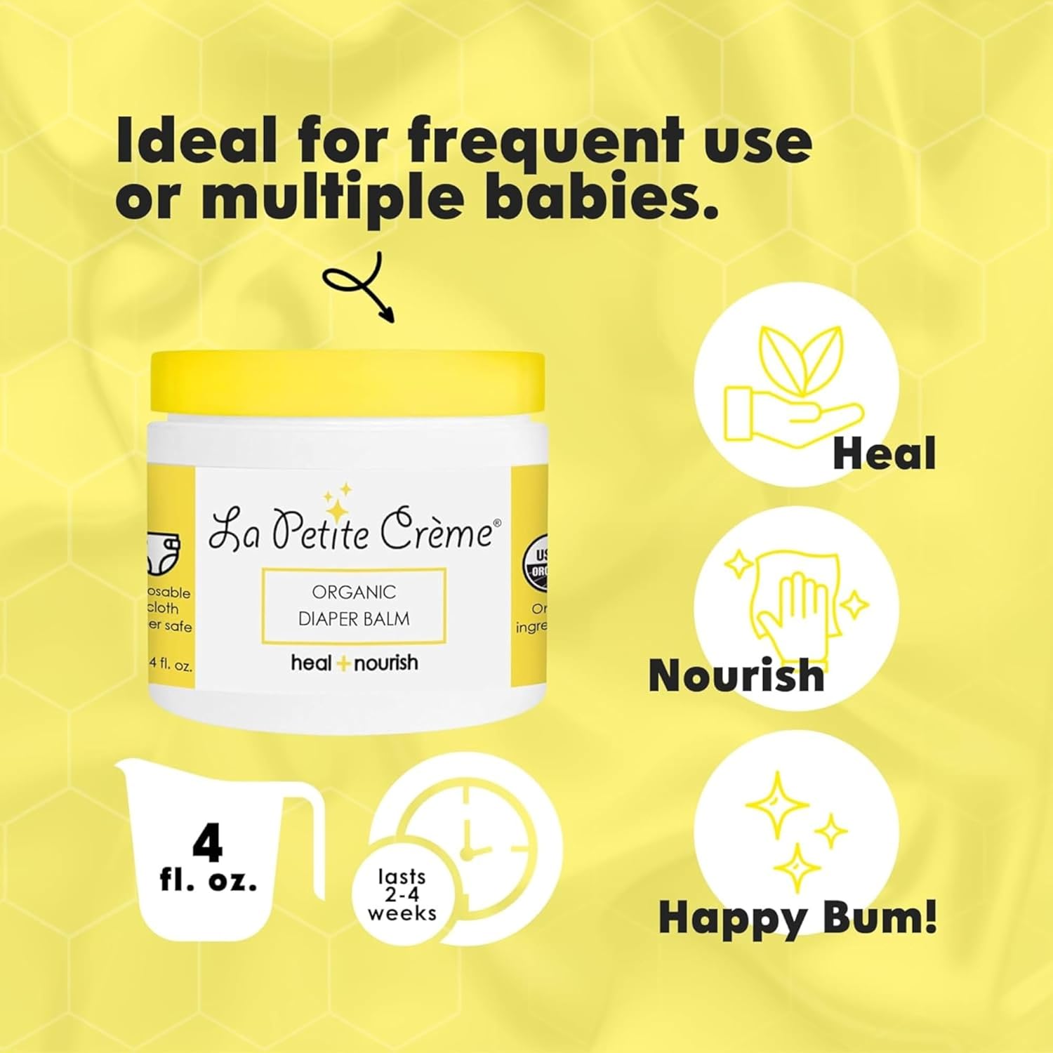 La Petite Creme Organic Diaper Balm 1 oz - Healing Nourishing Baby Lotion - Image 4