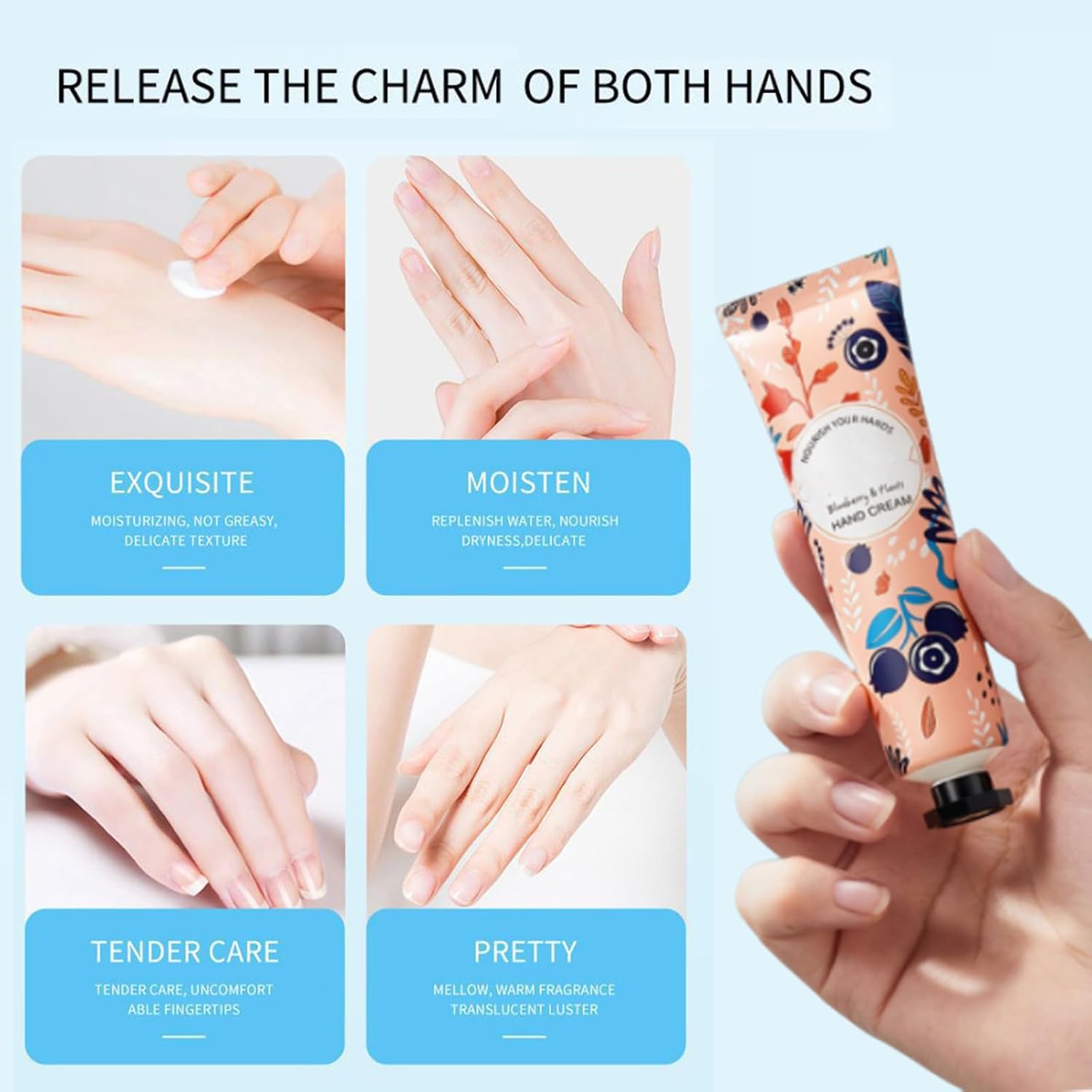 Hand Cream, Moisturizing Hydrating Hand Cream for Dry Cracked Hands, Plant Fragrance Hand Lotion Stocking Stuffers Gift Set 5pack, Mini Hand Care Cream Travel Size for Men and Women (Green) - Image 3