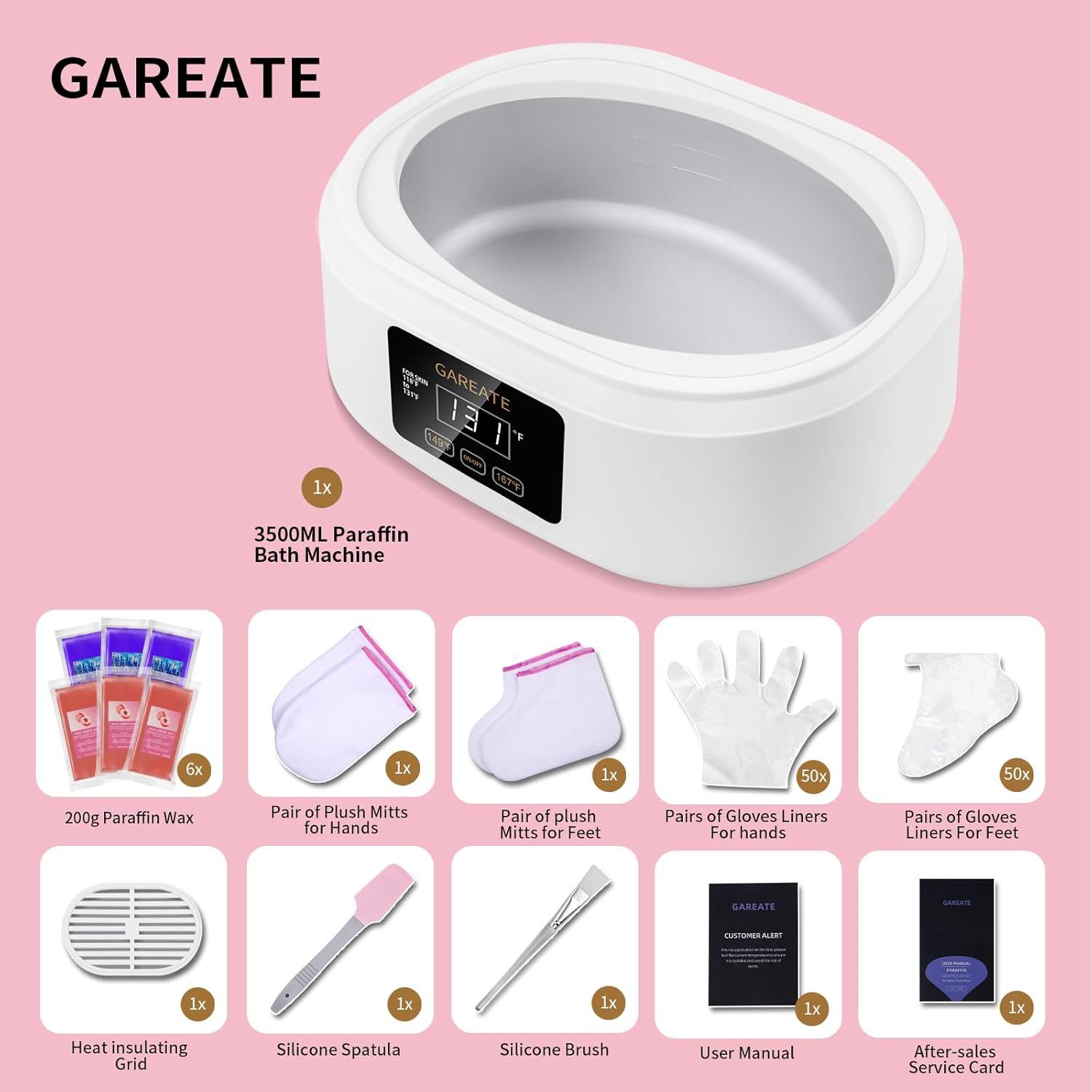 Paraffin Wax Machine for Hand and Feet - Paraffin Wax Machine 3500ML with 6 Pcs Paraffin Bath Wax,Personal Home SPA Moisturizing and Exfoliating Kit for Hands and Feet,Keep Warm Paraffin Wax(White) - Image 7