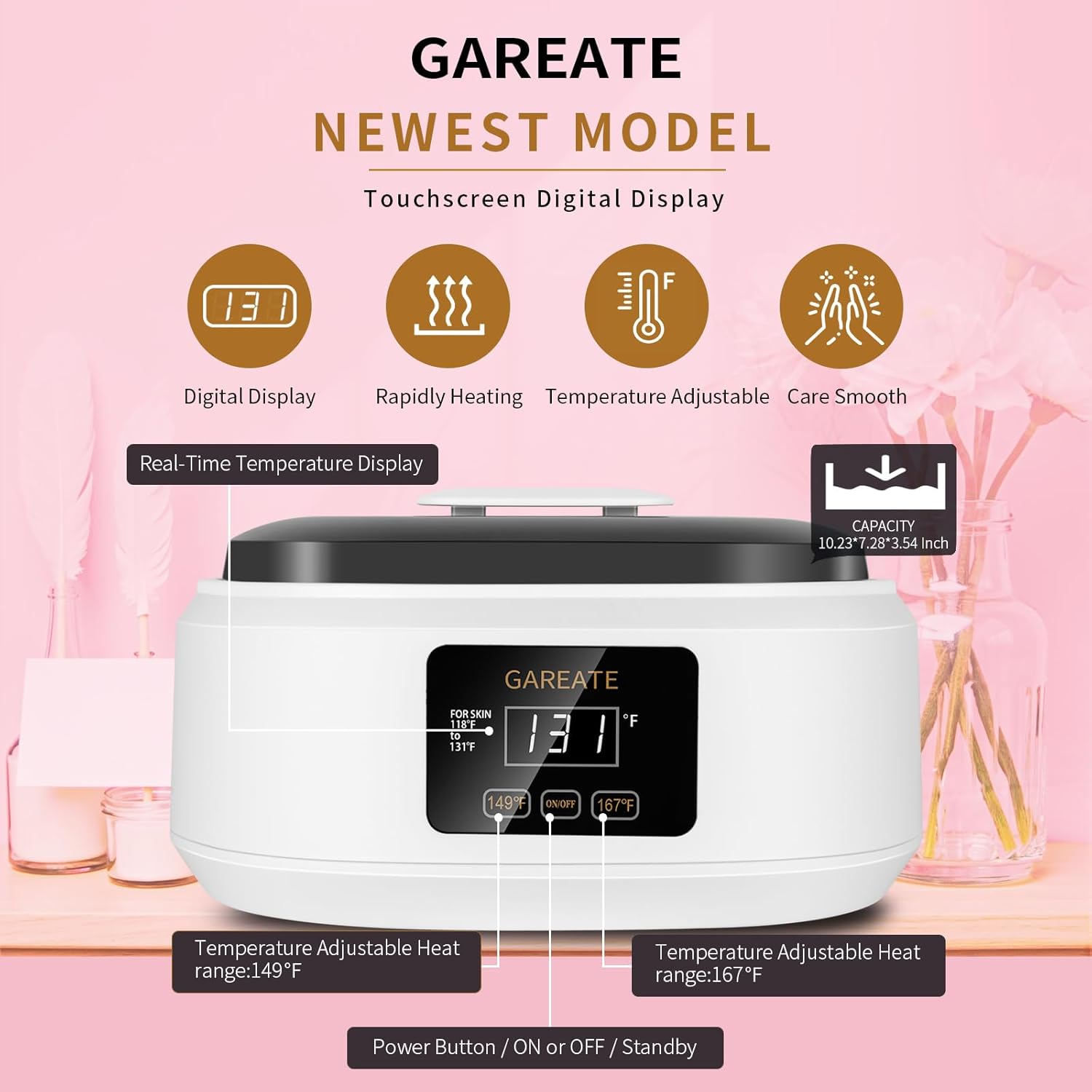 Paraffin Wax Machine for Hand and Feet - Paraffin Wax Machine 3500ML with 6 Pcs Paraffin Bath Wax,Personal Home SPA Moisturizing and Exfoliating Kit for Hands and Feet,Keep Warm Paraffin Wax(White) - Image 3