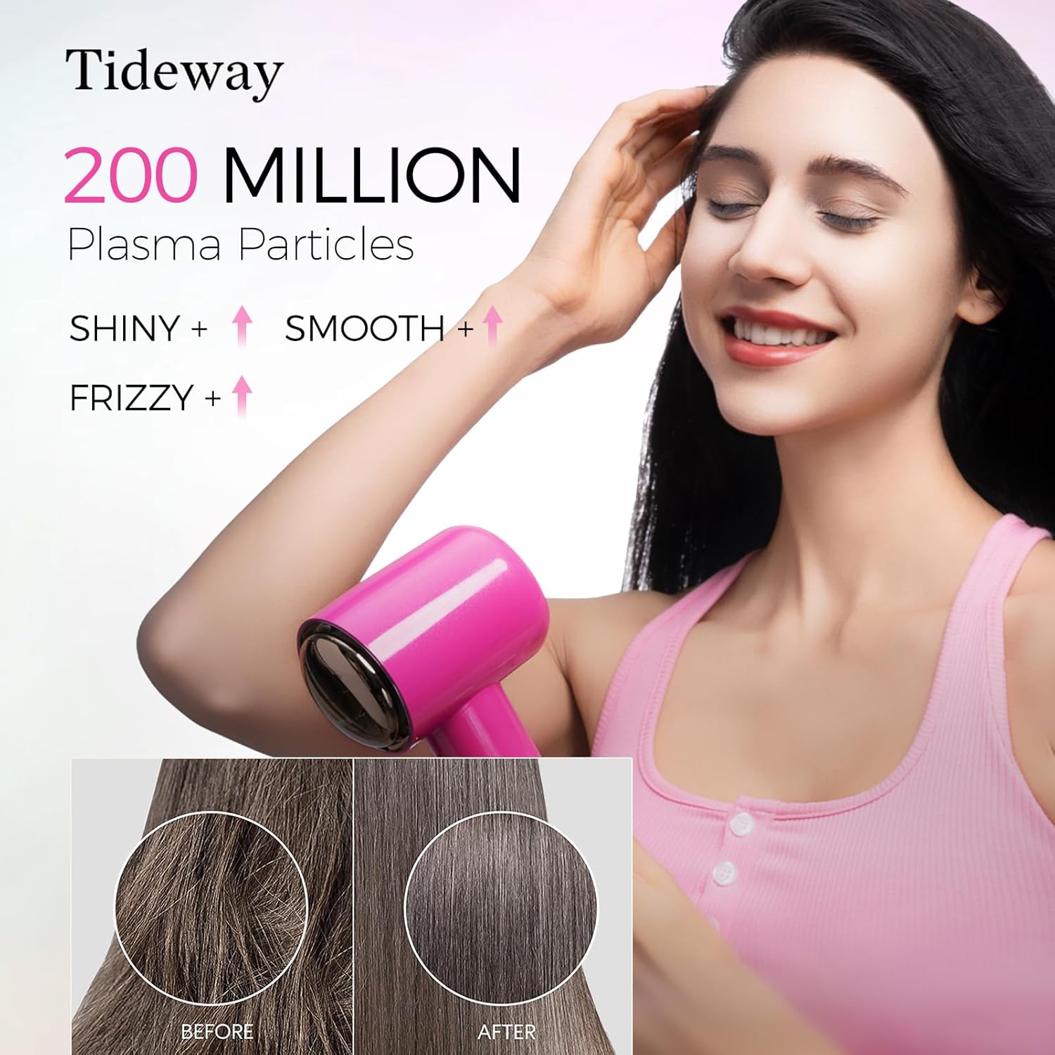 Tideway H11 Pink Hair Dryer 110000 RPM Lightweight, Low Noise, Smart Temp Control - Image 3