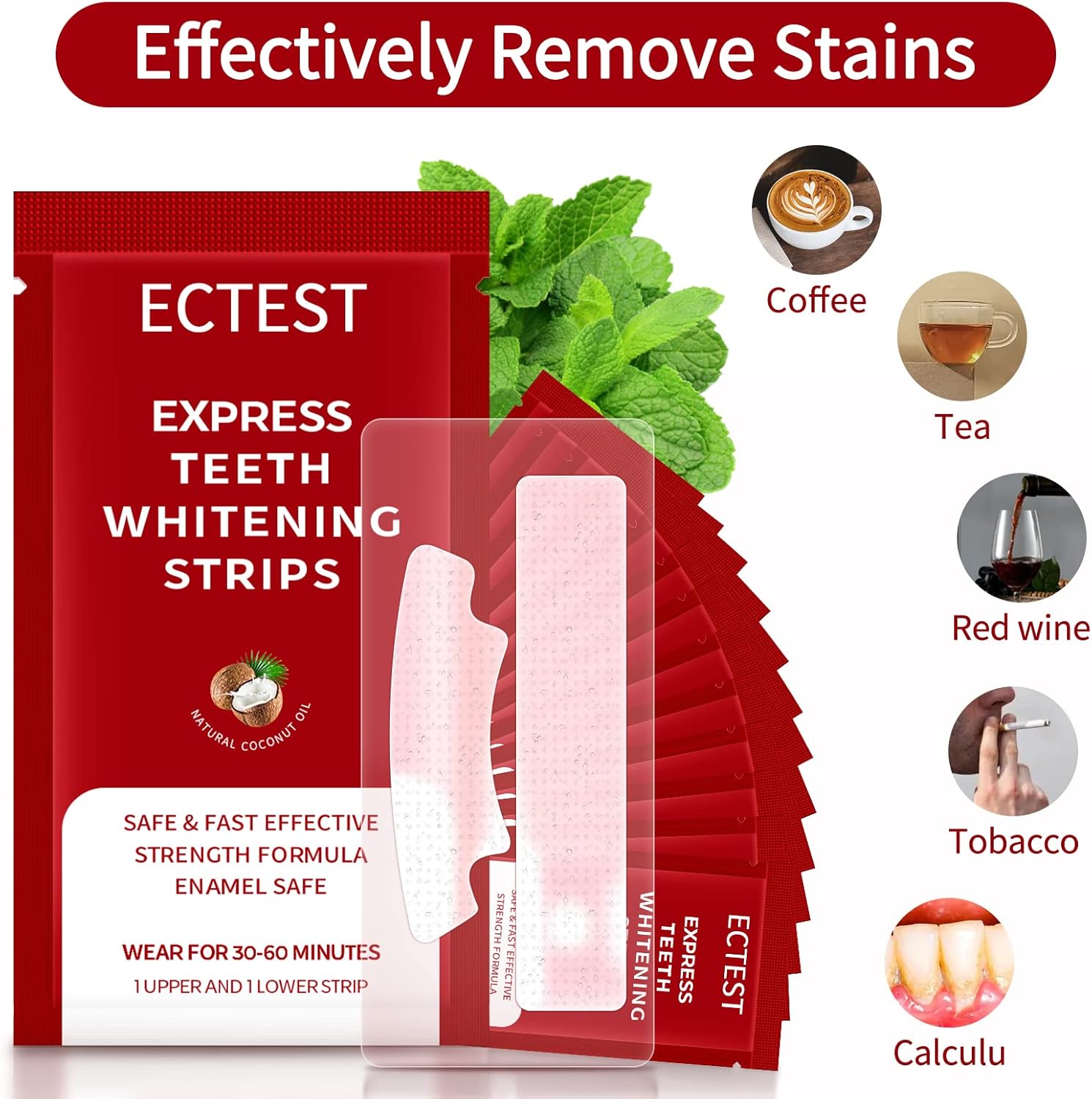 Teeth Whitening Strips for Teeth Sensitive, Professional Teeth Whitening Kit for Coffee Drinker, 28 Teeth Whitener Strips Coconut Flavor, 14 Treatments Easy to Use - Image 3