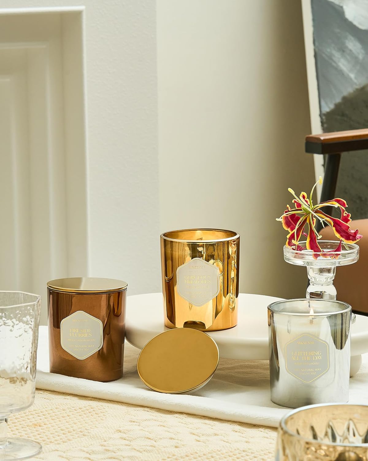 M&SENSE Fireside Flurries Candle - 11.3oz Smoky Sandalwood Scented, 70 Hours Burn Time, Natural Soy Wax for Holiday, Non-Toxic Clean Burn Cotton Wick for Spa Yoga - Image 7