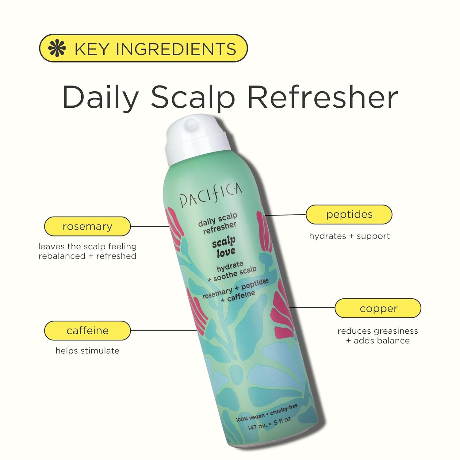 Pacifica Rosemary Mint 5oz Scalp Refresher Spray Daily Cooling Treatment Itchy Scalp Vegan Cruelty-Free - Image 4