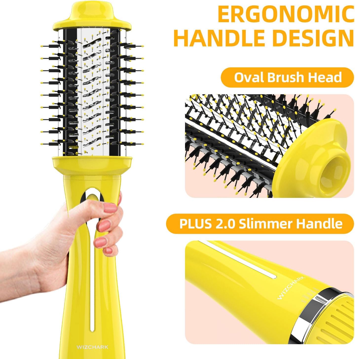 Dual Voltage WIZCHARK Hot Air Brush Volumizer & Ionic Blow Dryer Brush for Straight & Curling Hair, Oval Blowout Brush for Salon & Travel, 110V-240V - Image 4