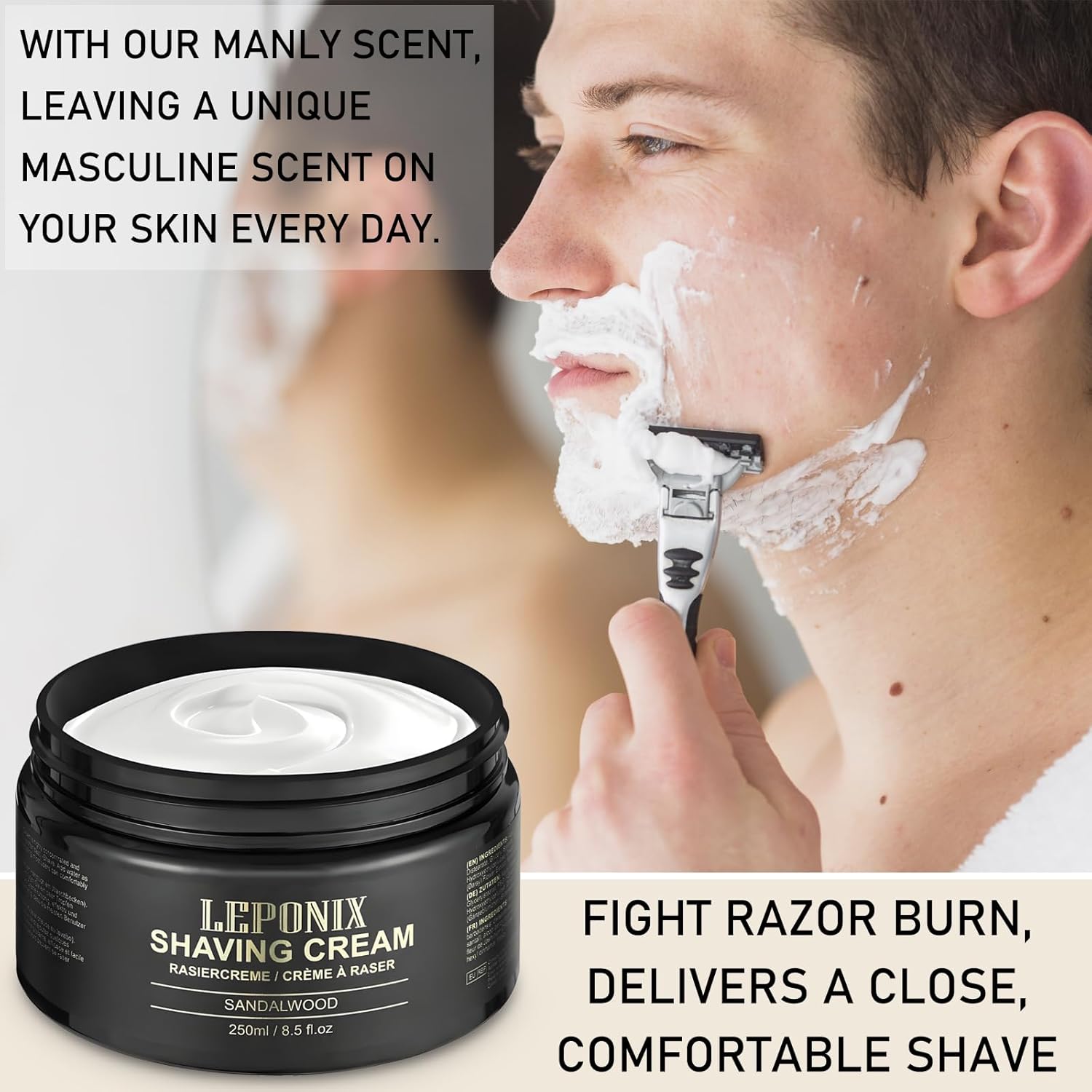 Sandalwood Luxury Shaving Cream for Men 8.5 Ounce Size for Smooth Moisturizing Shave - Image 4