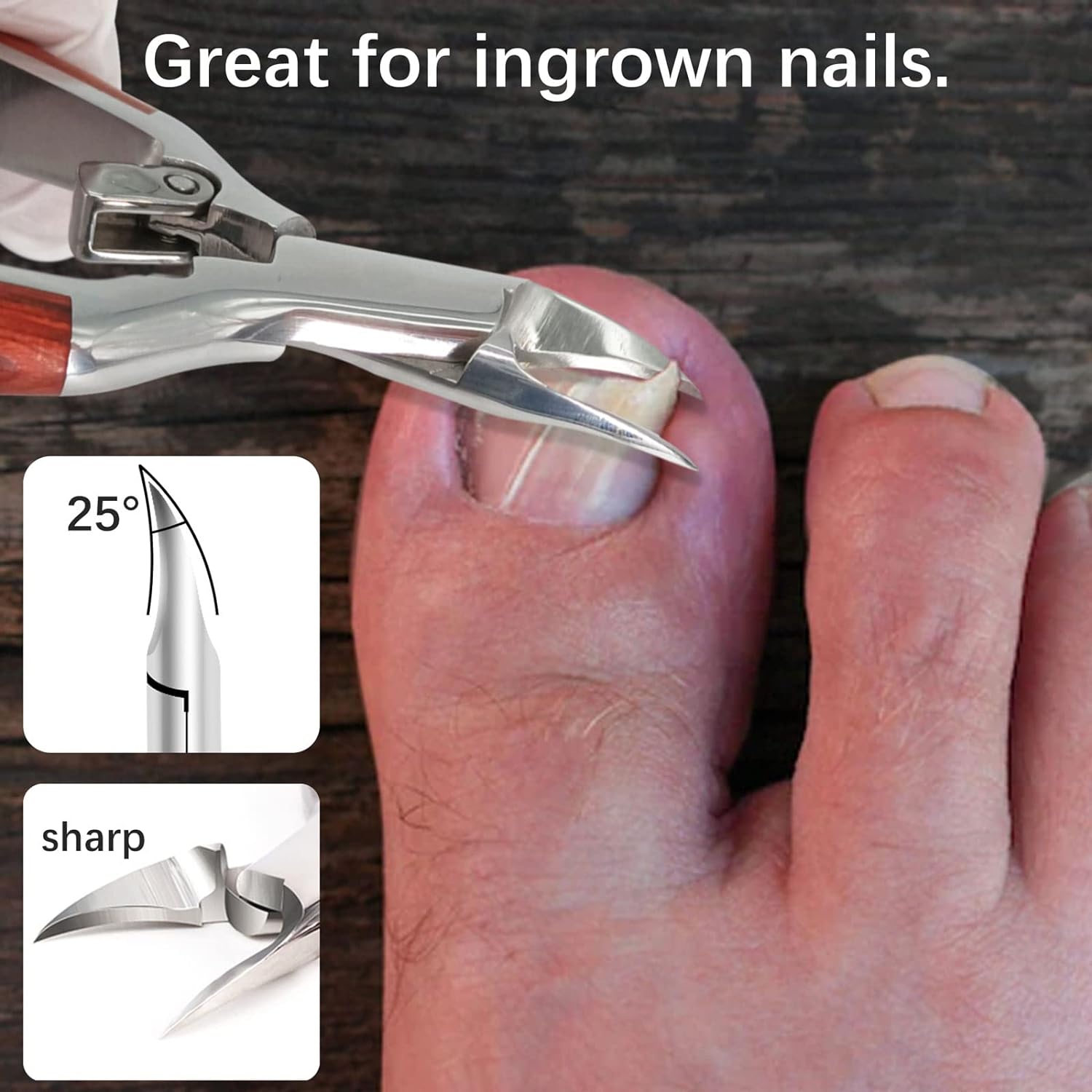 Podiatrist Toenail Clippers for Ingrown&Thick Toenails, alicates para uñas de pies, Luxury Wooden Handle Nail Clippers, Professional Toenail Cutter for Seniors, Men, Women - Image 4